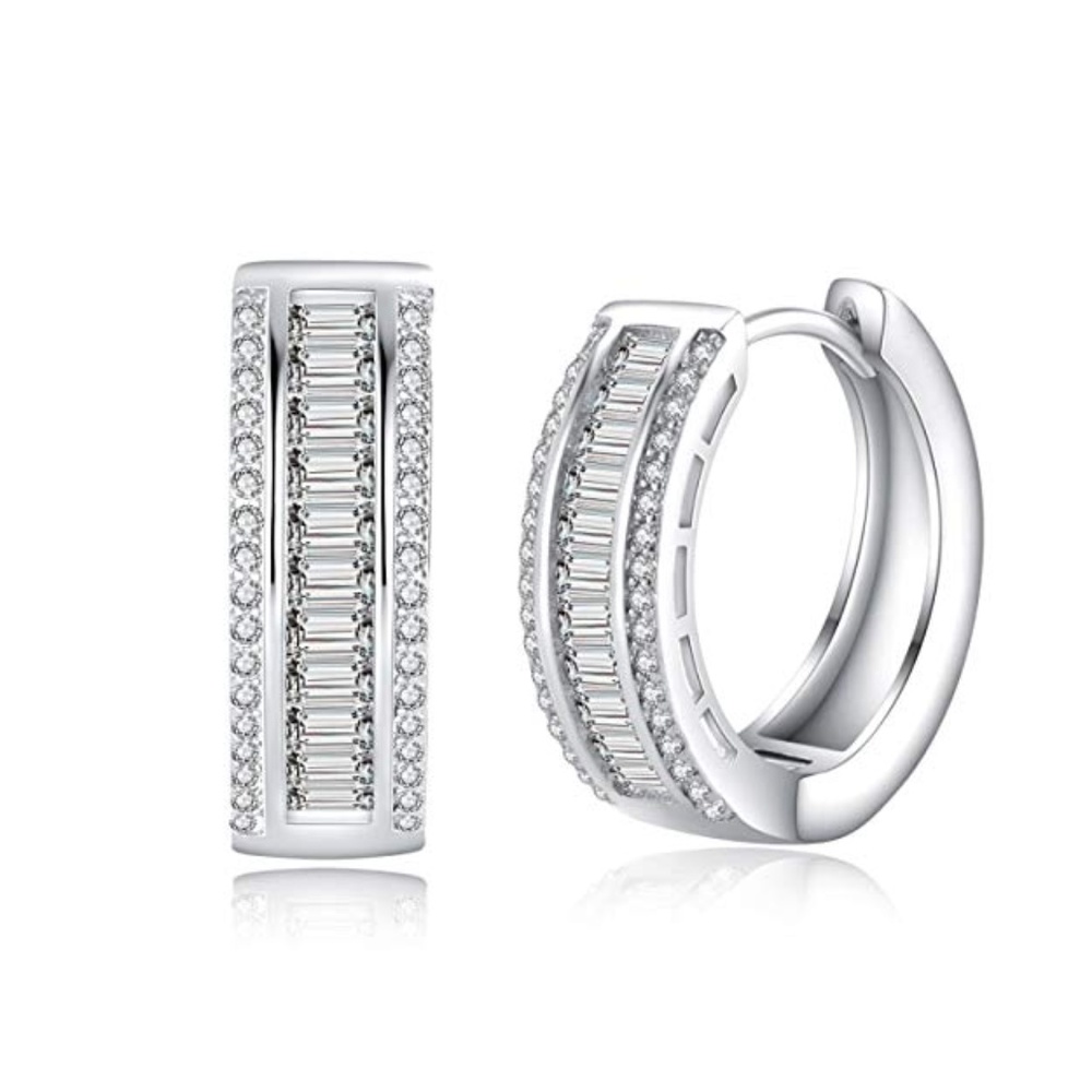 Hoop Earrings Hypoallergenic 18K White Gold